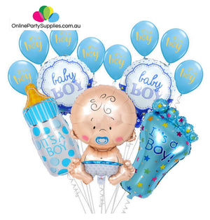 It's A Boy Baby Shower Balloon Bundle (Pack of 13 pieces) - Online Party Supplies