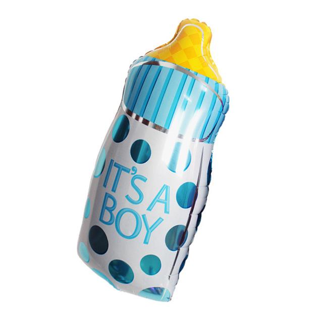 It's A Boy Blue Baby Milk Bottle 32'' Super Shape Helium Foil Balloon - Online Party Supplies