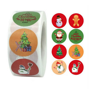 Style J - Round Christmas Stickers For Kids - Christmas Gift Packaging and Wrapping Supplies