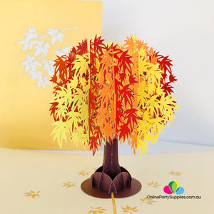 Japanese Autumn Maple Tree 3D Pop Up Card - Online Party Supplies