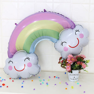 38" Jumbo Pastel Smiling Happy Cloud with Rainbow Foil Balloon