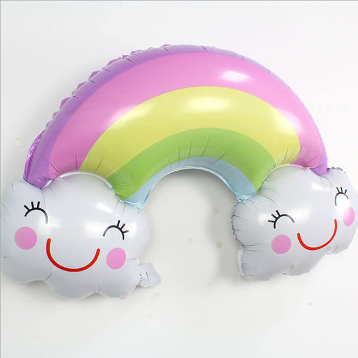 38" Jumbo Pastel Smiling Happy Cloud with Rainbow Foil Balloon