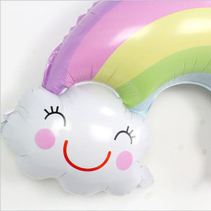 38" Jumbo Pastel Smiling Happy Cloud with Rainbow Foil Balloon