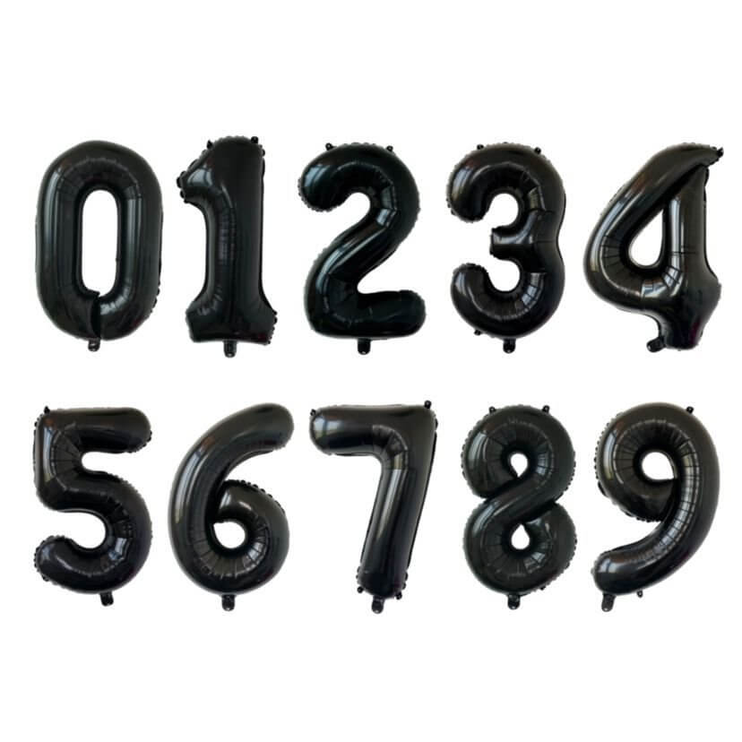 40-inch Jumbo Black 0-9 Number Foil Balloon