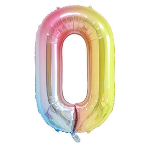 40" Jumbo Iridescent Rainbow Ombre Number 0-9 Foil Balloon number 0