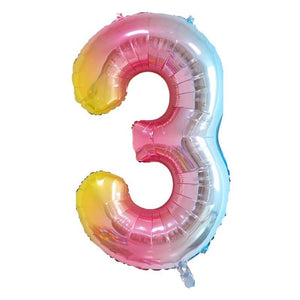 40" Jumbo Iridescent Rainbow Ombre Number 0-9 Foil Balloon number 3