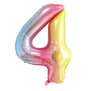 40" Jumbo Iridescent Rainbow Ombre Number 0-9 Foil Balloon number 4