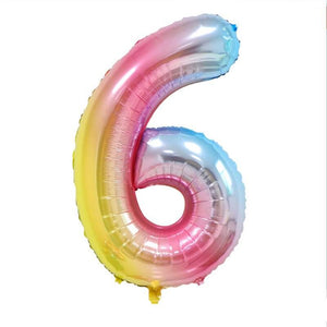 40" Jumbo Iridescent Rainbow Ombre Number 0-9 Foil Balloon number 6