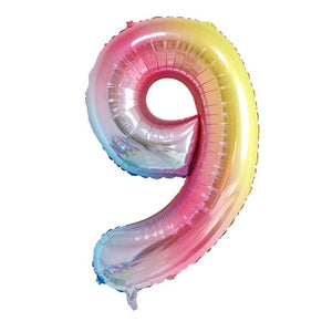 40" Jumbo Iridescent Rainbow Ombre Number 0-9 Foil Balloon number 9