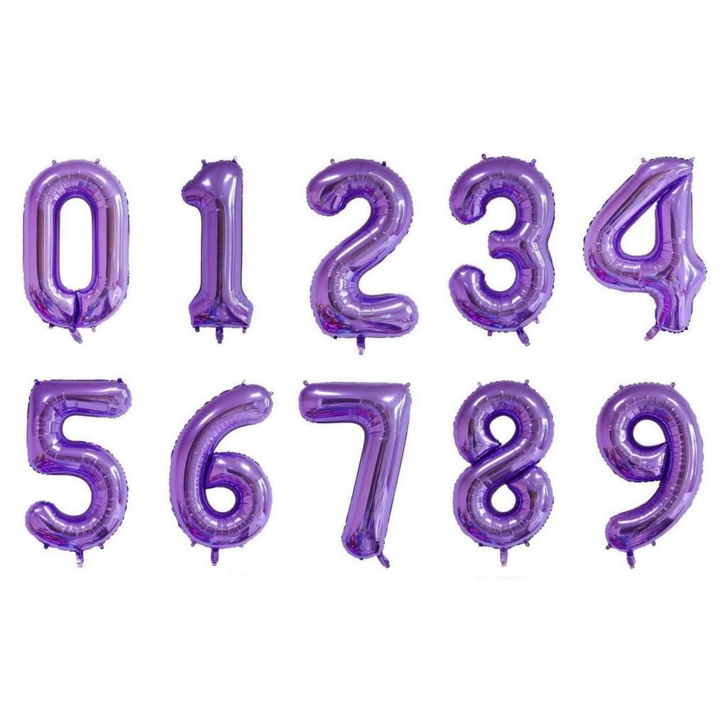 40" Jumbo Purple 0-9 Number Foil Balloons