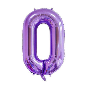 40" Jumbo Purple 0-9 Number Foil Balloons - number 0