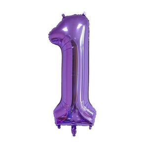40" Jumbo Purple 0-9 Number Foil Balloons - number 1