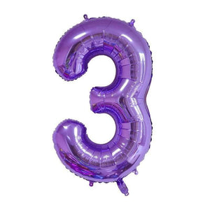 40" Jumbo Purple 0-9 Number Foil Balloons - number 3