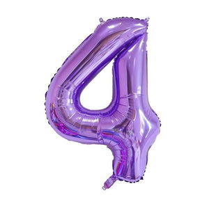 40" Jumbo Purple 0-9 Number Foil Balloons - number 4