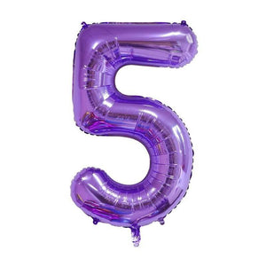 40" Jumbo Purple 0-9 Number Foil Balloons - number 5
