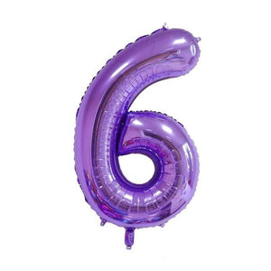 40" Jumbo Purple 0-9 Number Foil Balloons - number 6