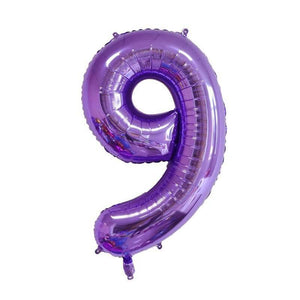 40" Jumbo Purple 0-9 Number Foil Balloons - number 9