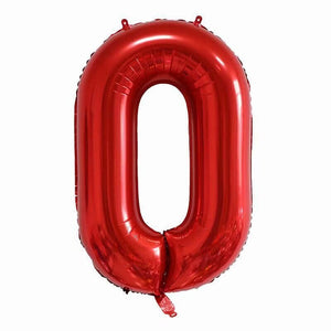 40" Jumbo Red 0-9 Number Foil Balloons number 0