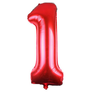 40" Jumbo Red 0-9 Number Foil Balloons number 1