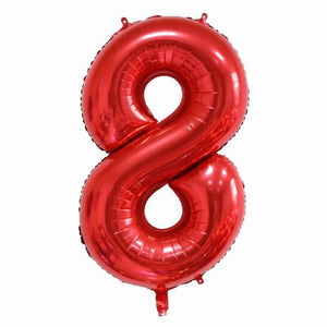 40" Jumbo Red 0-9 Number Foil Balloons number 8