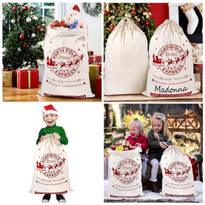 Jumbo Natural Cotton Christmas Santa Claus Drawstring Canvas Sack Bag for Kids - Online Party Supplies