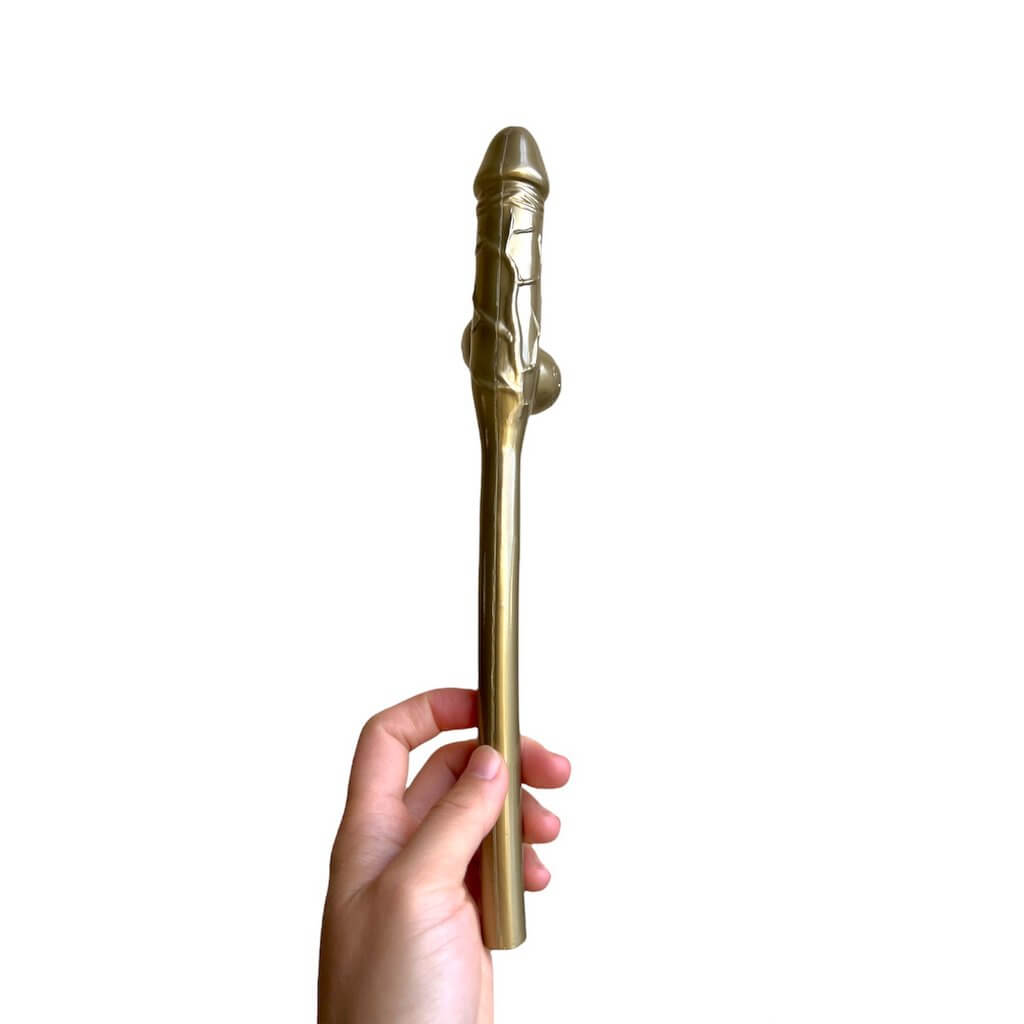 Gold Jumbo Penis Drinking Straw Naughty Hen Party Accessory