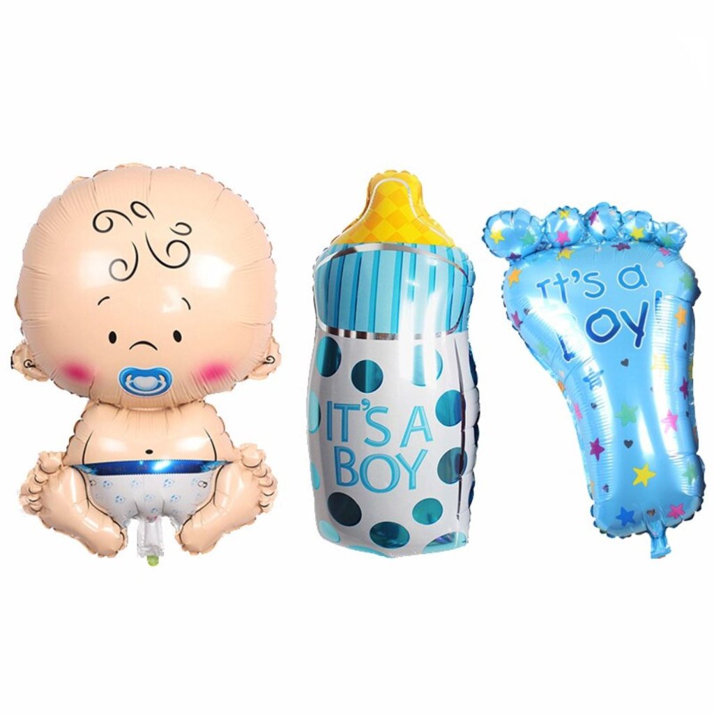 18 inch baby boy, blue it's a boy milk bottle, blue it's a boy baby foot foil balloon for baby shower, pregnancy announcement, new baby party