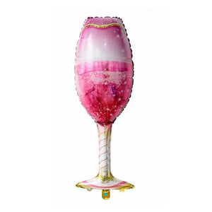 Jumbo Pink Champagne Bottle & Wine Glass Foil Balloon Set of 2