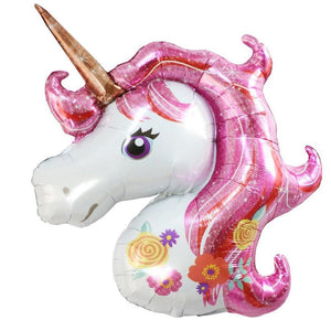 Jumbo Pink Floral Unicorn Foil Balloon - Online Party Supplies