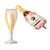 Jumbo Rose Gold Celebrates Champagne Bottle & Wine Glass Foil Balloon Set of 2