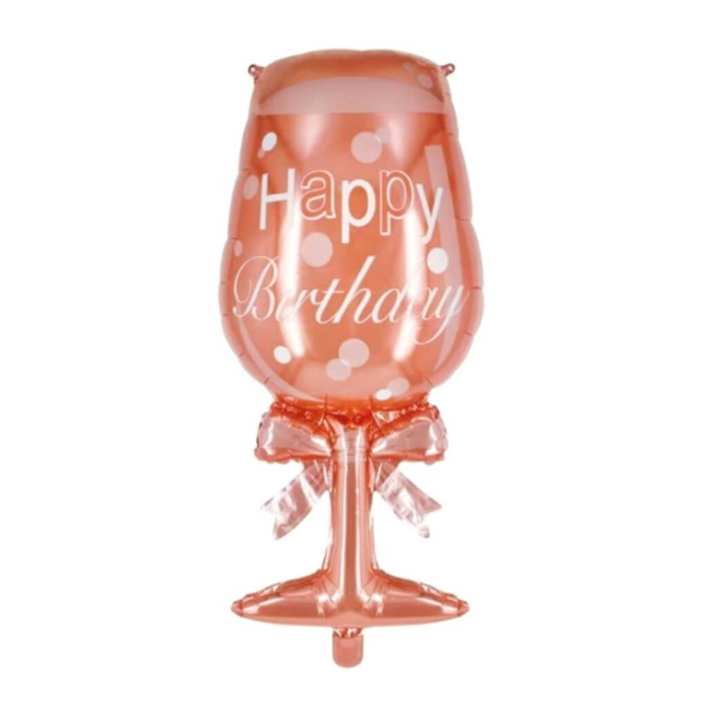 Jumbo Rose Gold Happy Birthday Champagne Goblet Glass Foil Balloon