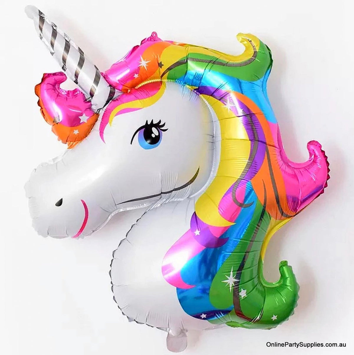 Jumbo Super Shape Rainbow Unicorn Head Foil Balloon - Online Party Supplies