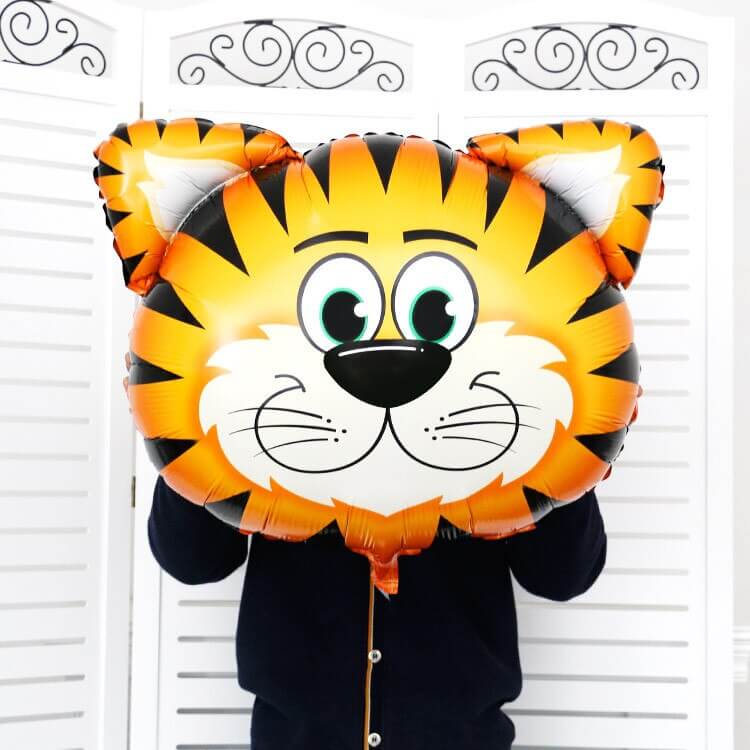 Jumbo Tiger Head Foil Balloon - Jungle & Safari Animal Themed Party Balloons and Decorations