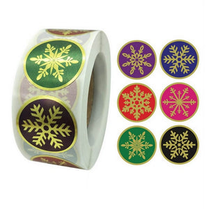 Style L - Round Gold Foil ChristmasSnowflake Stickers - Christmas Gift Packaging and Wrapping Supplies