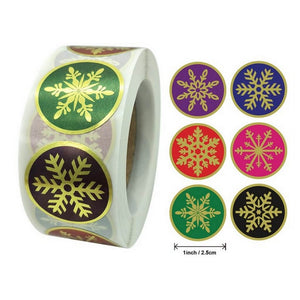 Style L - Round Gold Foil ChristmasSnowflake Stickers - Christmas Gift Packaging and Wrapping Supplies