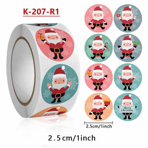 Round Paper Christmas Santa Claus Sticker 50 Pack - 8 Designs
