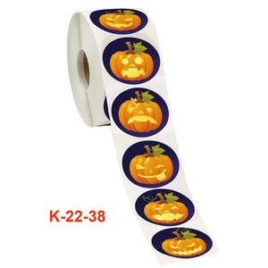3.8cm Spooky Halloween Pumpkin Round Paper Sticker 50 Pack - K22-38