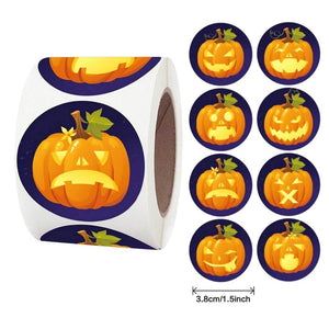 3.8cm Spooky Halloween Pumpkin Round Paper Sticker 50 Pack - K22-38