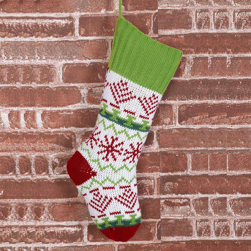 Large Knit Traditional Pattern Christmas Santa Hanging Stocking - Xmas Home & Wall Decorations