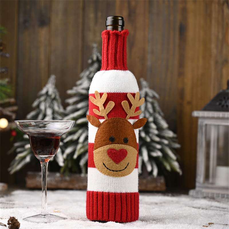 Knitted Christmas Bottle Stubby Holder - Santa, Reindeer, Snowman