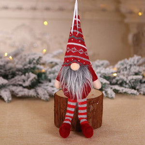 Knitted Christmas Gnome Santa Tree Hanging Ornament & Shelf Sitter