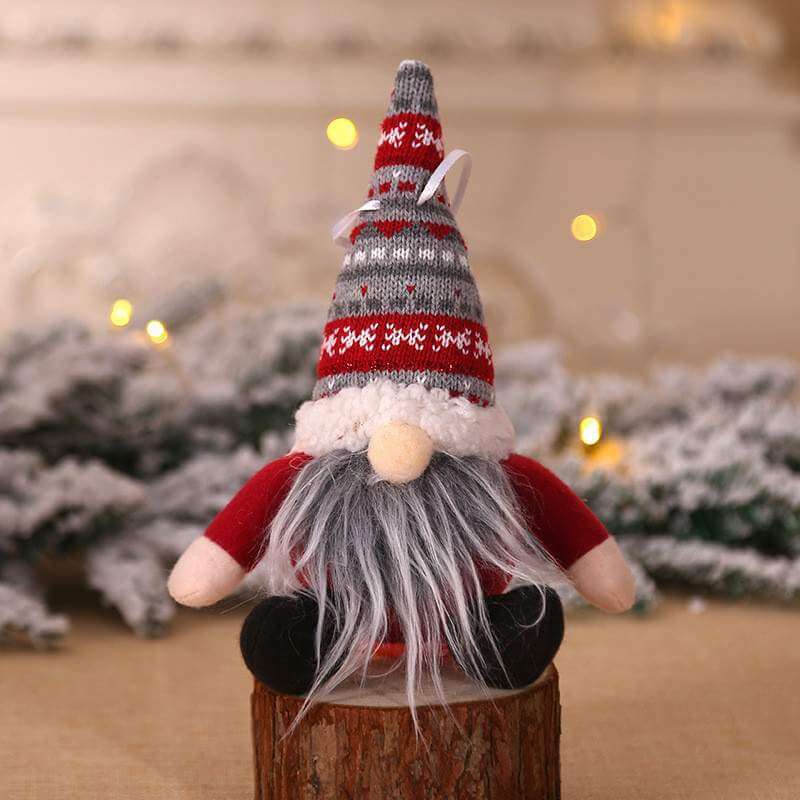 Knitted Christmas Gnome Santa Tree Hanging Ornament & Shelf Sitter