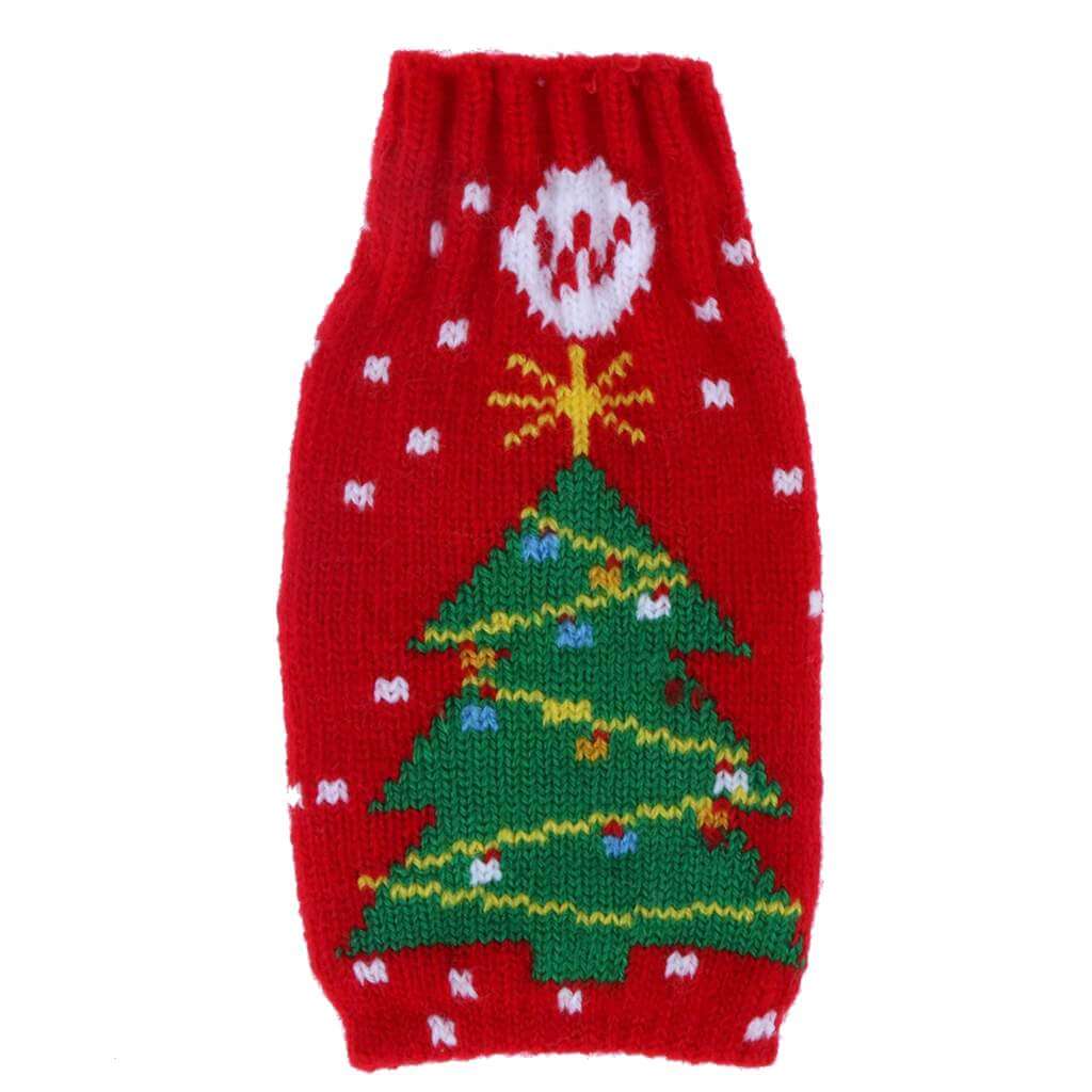 Knitted Xmas Tree Bottle Holder – Christmas Wool Stubby Cooler