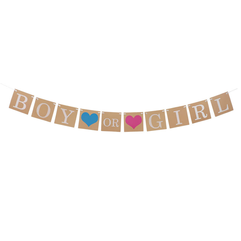 Kraft 'Boy or Girl We Love You' with Hearts Baby Shower Gender Reveal Banner