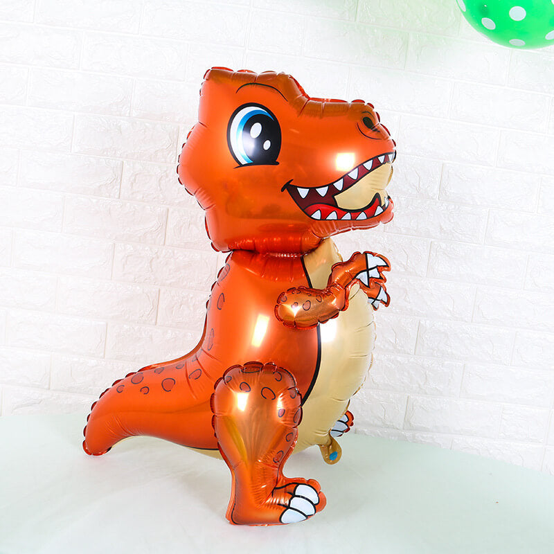 Large 4D Standing Orange T-Rex Dinosaur Foil Balloon