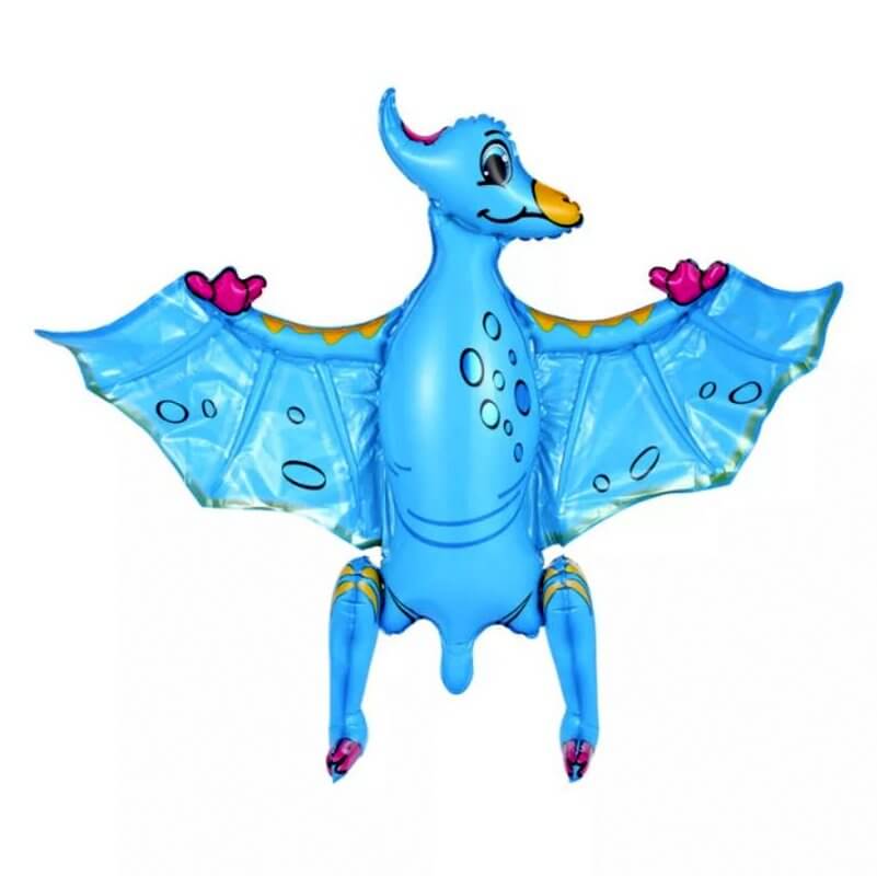 Large 4D Standing Blue Pteranodon Dinosaur Foil Balloon