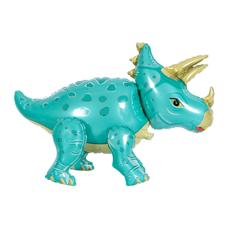 Large 4D Freestanding Blue Triceratops Dinosaur Foil Balloon