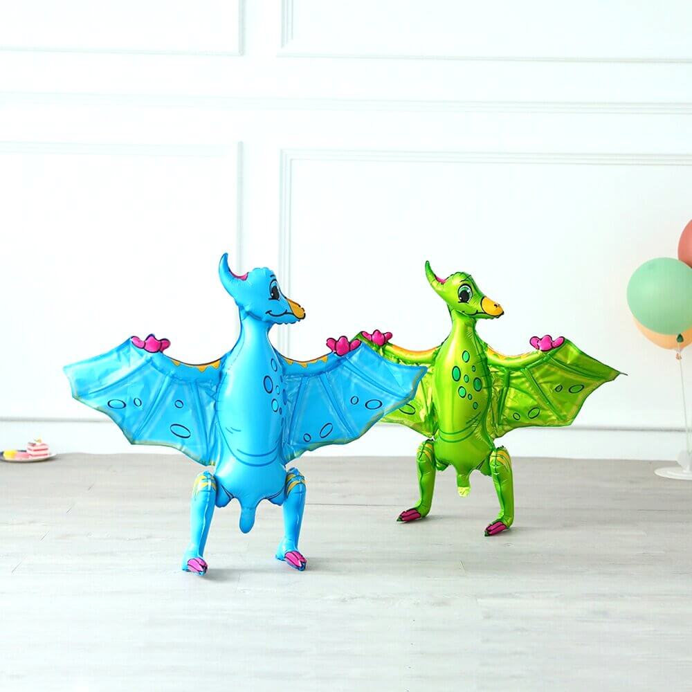 Large 4D Standing Blue Pteranodon Dinosaur Foil Balloon