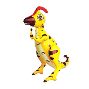 Large 4D Standing yellow Parasaurolophus Dinosaur Foil Balloon
