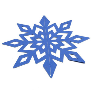 3D Dark Blue Glitter Christmas Snowflake Paper Hanging Ornament 6 Pack